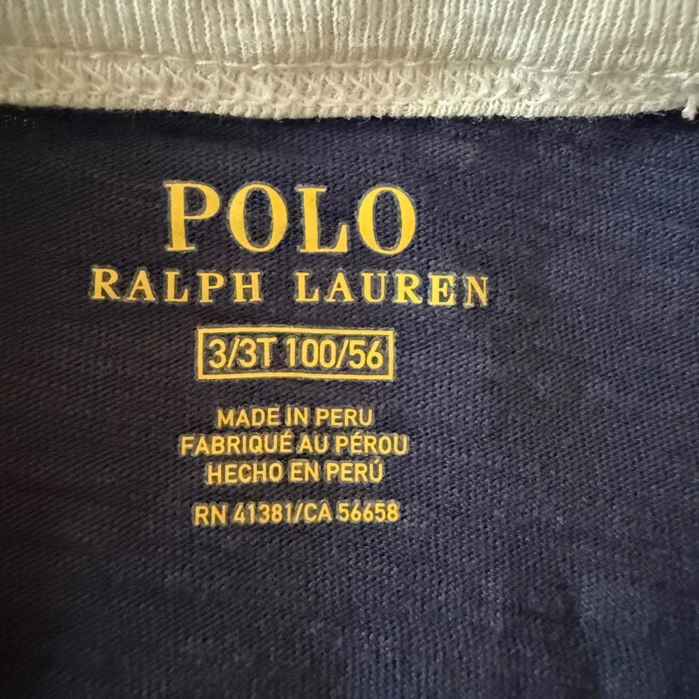 Polo Ralph Lauren Toddler‎ Ringer T-Shirt 3T Navy Graphic Logo Tee Short Sleeve